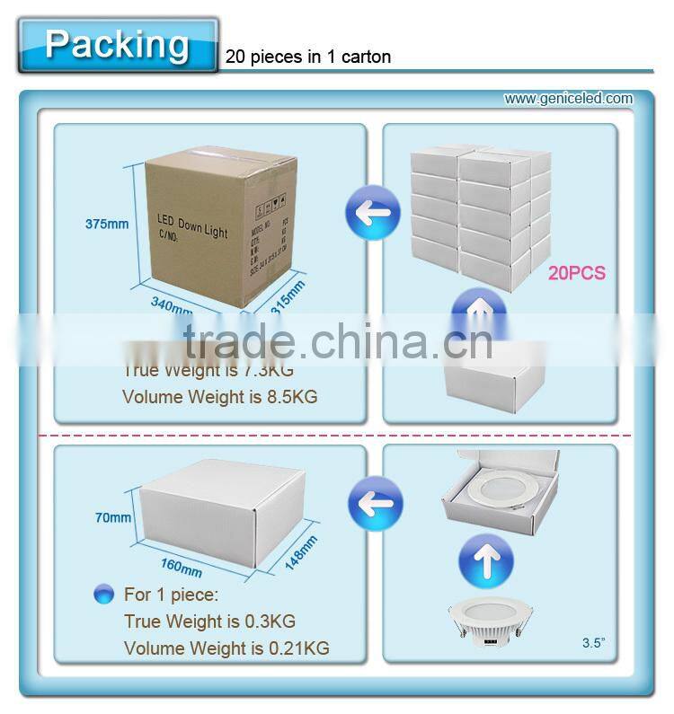 AC100-240V high quality non-isloated driver 3.5inch 5W led ceiling downlights