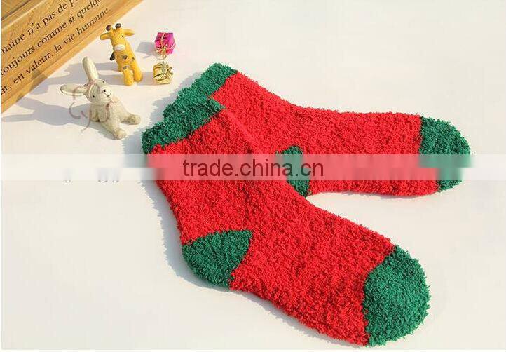 Colourful Pattern OEM Christmas Socks fluffy socks indoor microfiber fuzzy socks