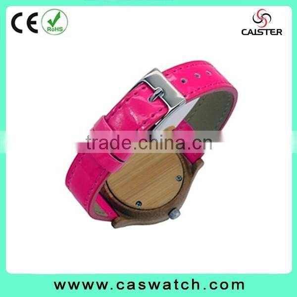 charming casual Arabic face wood watch, custom made wooden men's women's watch, wood case with red leather strap watch