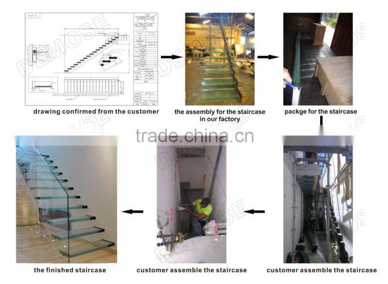 L-shaped carbon steel plate wood staircase