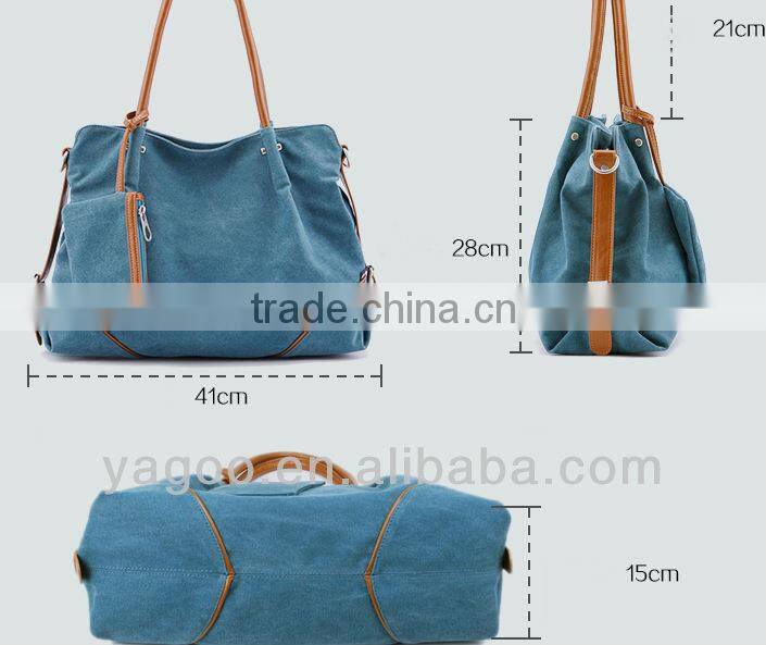 popular canvas material lady shoulder tote bag cross body bag