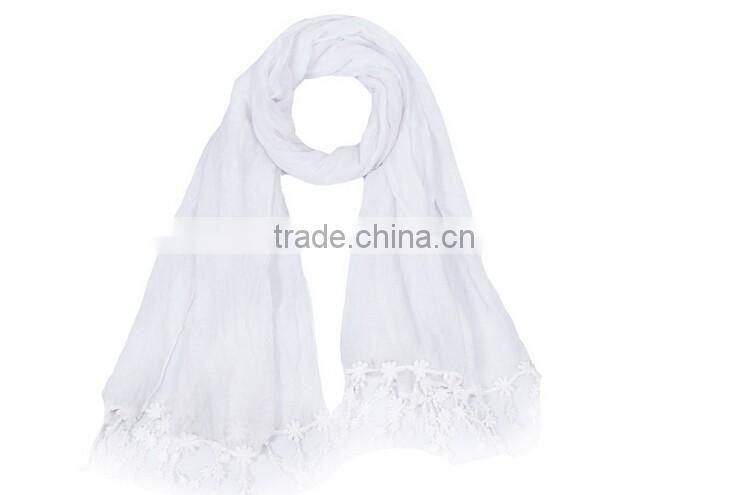 new model elegant plain lace trim scarf/