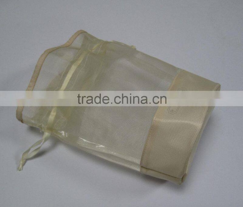 Clear poly mesh drawstring cosmetic bag