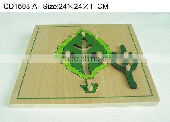 hot selling Wooden learning educational mould leaf puzzle