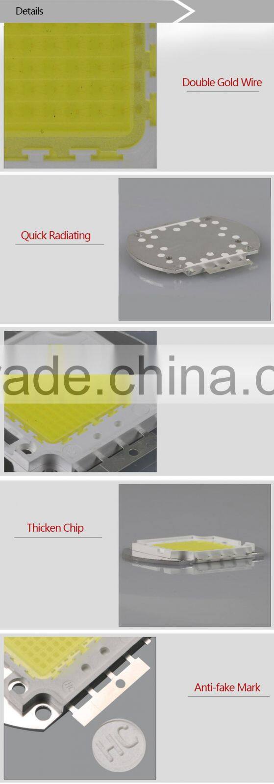 10W 20W 30W 50W70W 80W 100W Super Bright High Lumen CRI Warm Cold White Color LED Beads Epistar LED Chip