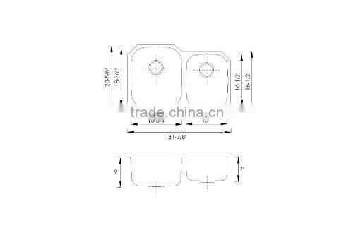 America style durable double bowl kitchen sink