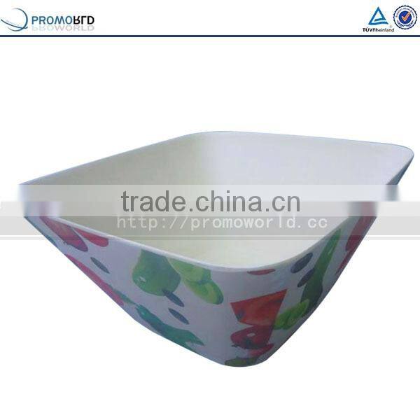 Eco Friendly Square Bamboo Fiber Food Packaging Colorful Salad Bowl