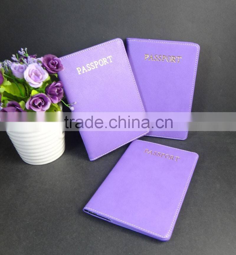 gold hot stamping purple leather passport holder