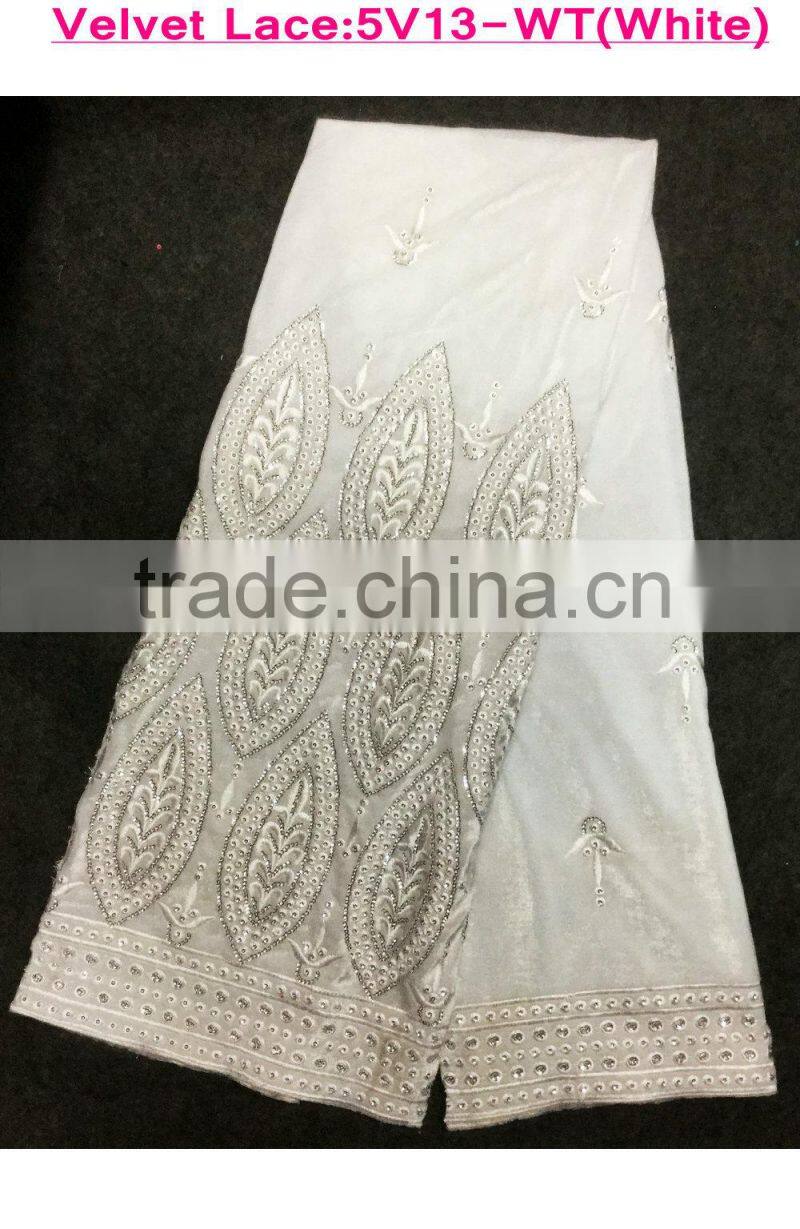 guangzhou african lace embroidery fabric Wine color Indian styles embroidery attrative fashion African velvet lace fabrics