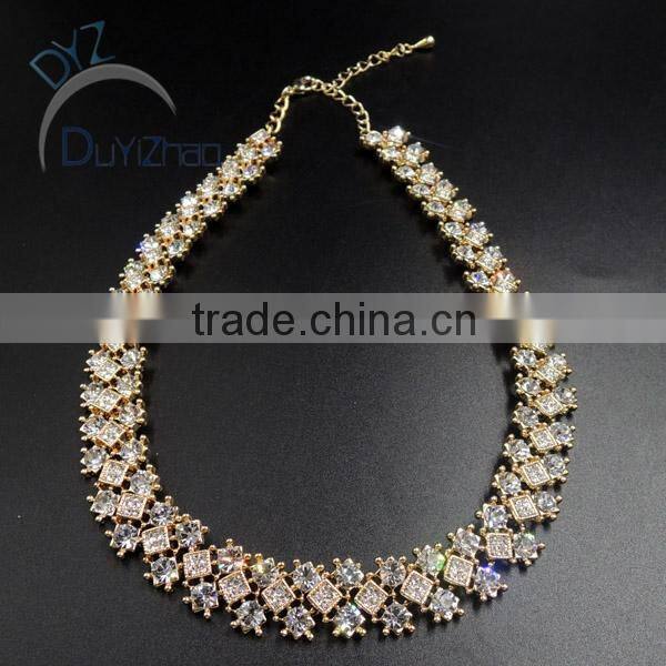 gold plated wholesale alloy necklace jewelry with crystal stone