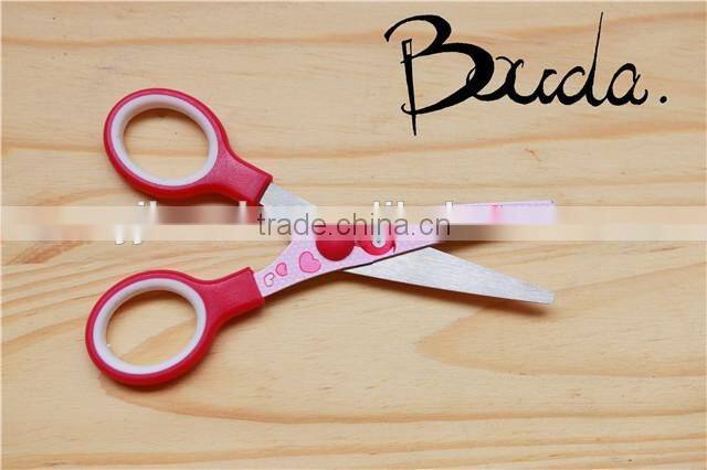 5" Good quality colourful soft handle student scissors BD-S1643