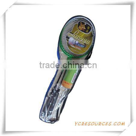 wooden handle with pvc wrapper Iron-alloy circle nylon string badminton racket(OS06001)