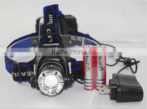 2000LM XM-L T6 LED Headlight Head Light Lamp Zoomable + 2x Battery+ Charger flashlight