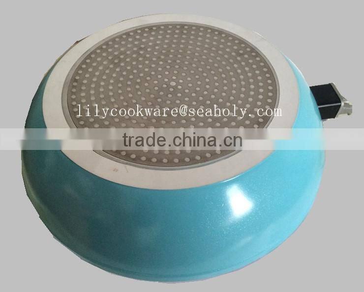 ITALY aluminum ceramic deep frying pan with induction bottom/detachable handle