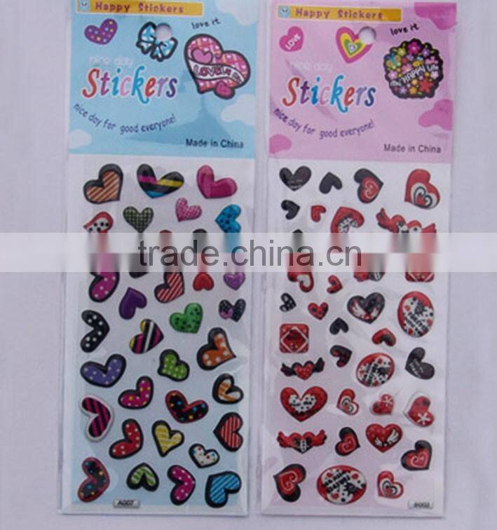 2015loving heart shape home decoration puffy sticker,hot sale 3d foam sticker
