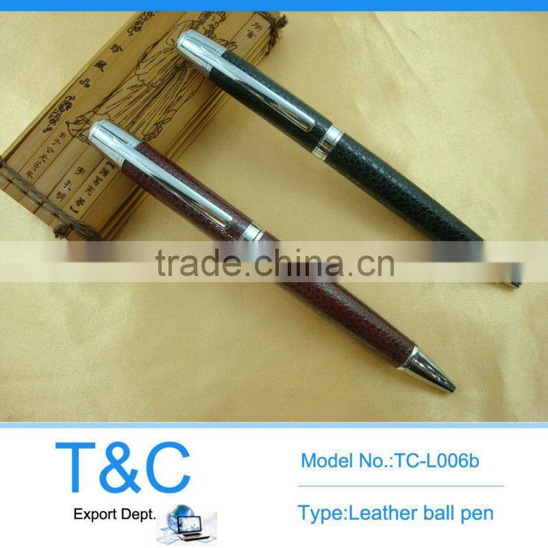 TC-L009b 2014 hot selling leather metal ball pen business pen