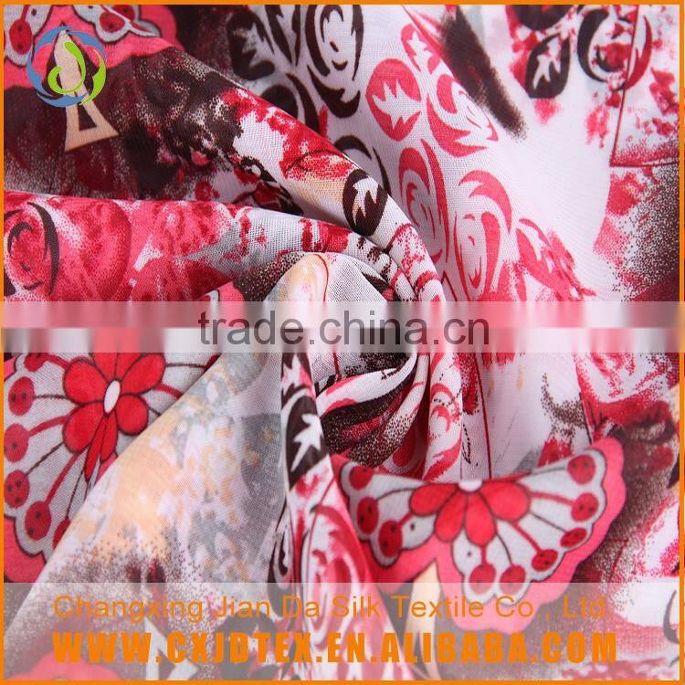 Single jersey dress custom digital flower design polyester chiffon printed fabric