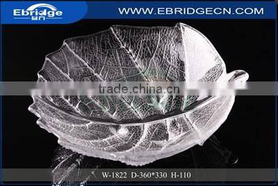 clear leaves shaped glass fruit plate wholesale