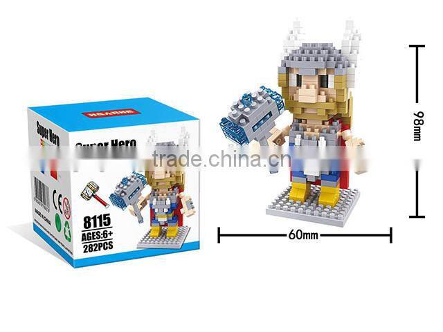 Promotional creative Super hero building blocks figure toys, custom kids educational plastic building blocks toys for preschool