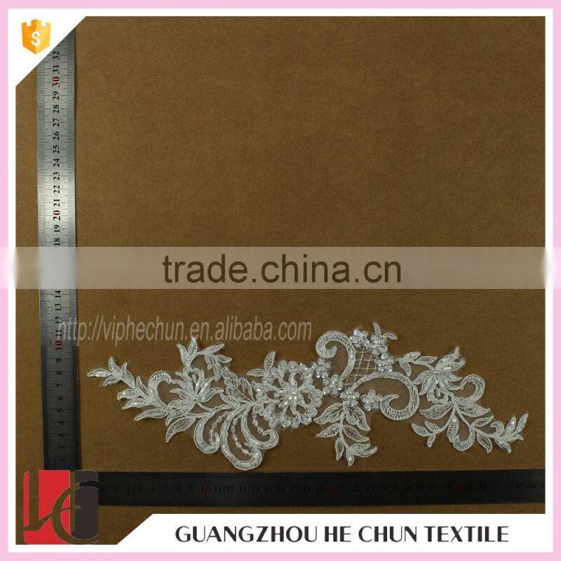 HC-2148-1 Hechun Sewed Sequined Bead Crochet Lace Applique for Clothes