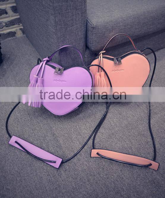 2016 fashiom style bag heart shape lady shoulder bag high quality PU handbag