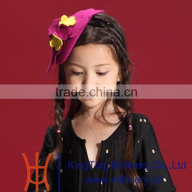 Wholesale Girls Fashion Wool Fascinators/Headpieces Red/Yellow Decorative Hat