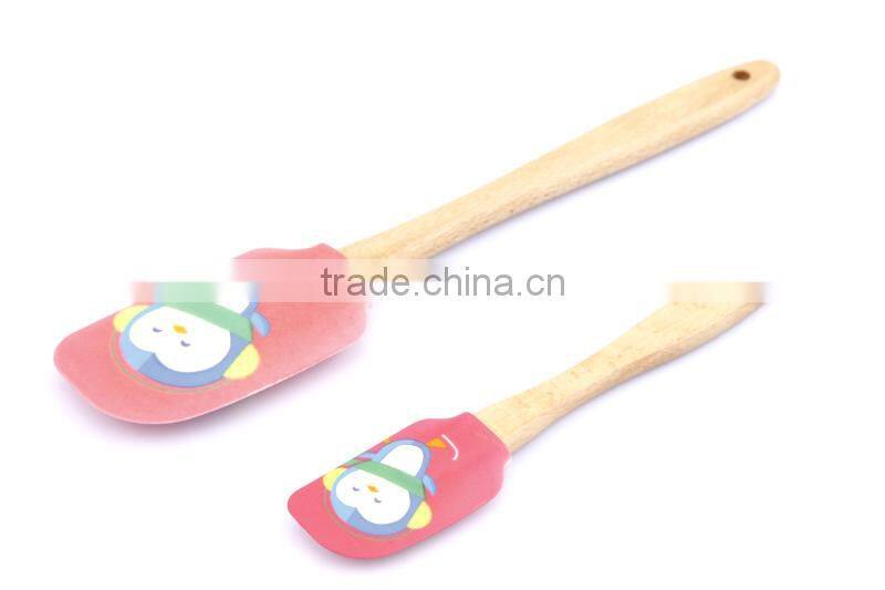 New product wood handle silicone spatula set