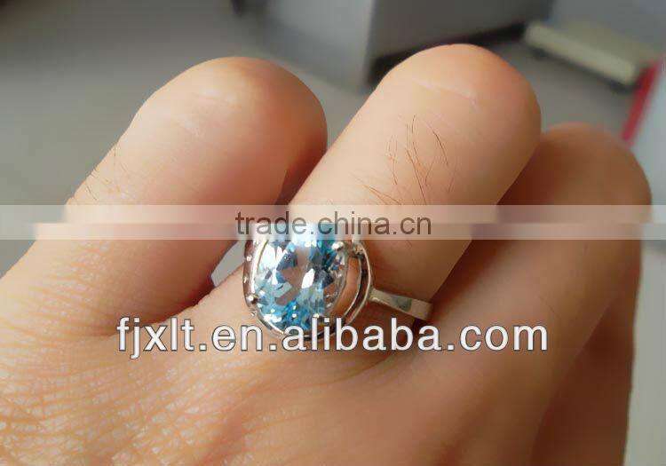 Latest Romantic 925 Sterling Silver Blue Topaz Jewelry Engagement Ring