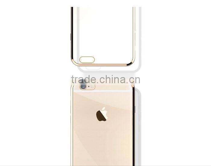 Luxury ultra slim Gold plating crystal clear tpu case for iphone 6 transparent soft phone bag cover