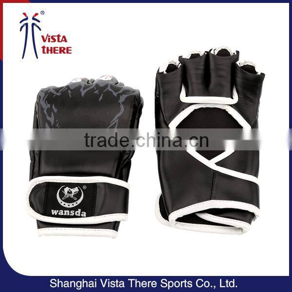 Fingerless Leather Spots Fitness Free Mma Fight kickboxing Glove