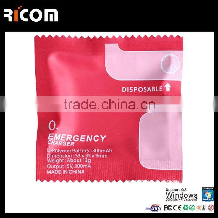 2016 One Time USE Dispostable Phone Charger Power Bank Wholesale