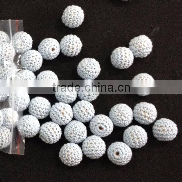 wooden round crochet beads balls for jewelry necklase