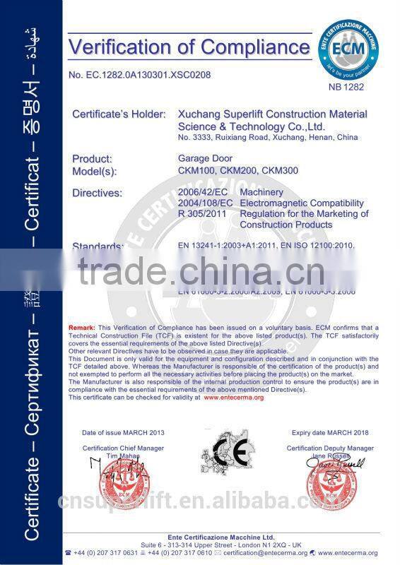 CKM200 Finger Protect Double Track High Quality garage door -- CE approved