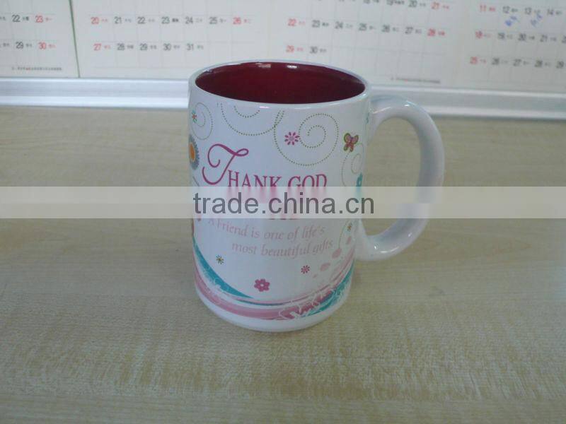 Inner Green Glazed Stoneware Promotional Mug for Brithday Gift