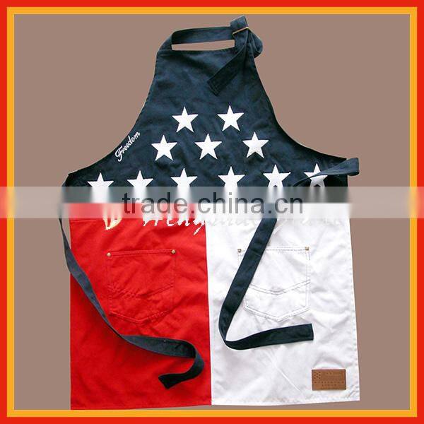 Fashion long bib apron with wide bowknot neck band