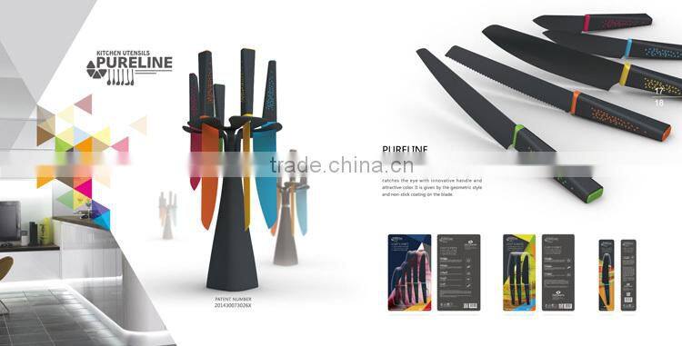 Professional Quality Peacock 5pcs 3CR14 Blade Stainless Steel Kitchen knife set with knife block