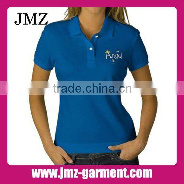 Polyester cotton womens polo shirt collar design