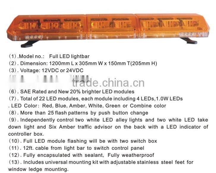 1.2M LED Longer Size warning light bar, Auto Large Size LED light bar , LED emergency light bar(SR-LWL-500P2,LED) High Power LED
