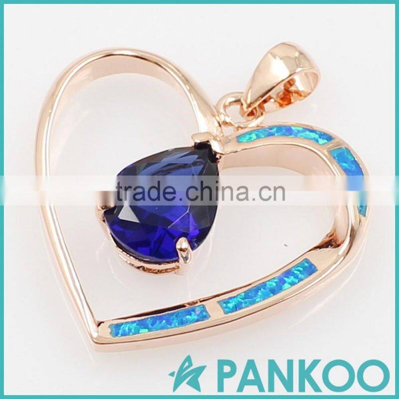 wholesale fashion series of water on the heart blue Opal sterling silver unisex necklace pendant
