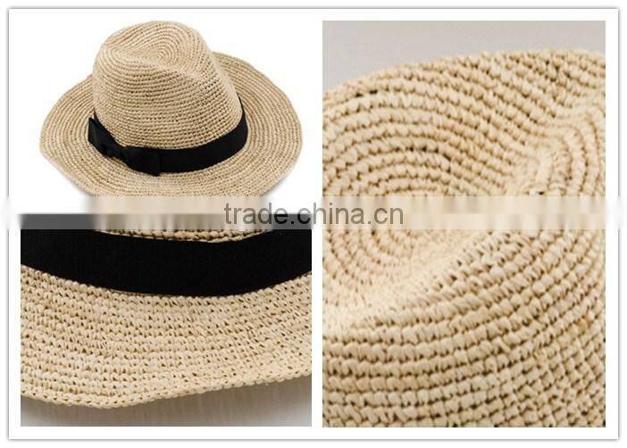 Mens Womens Floppy Raffia Straw Sun Hats Summer Beach Accessories Stort Brim Hand-Made