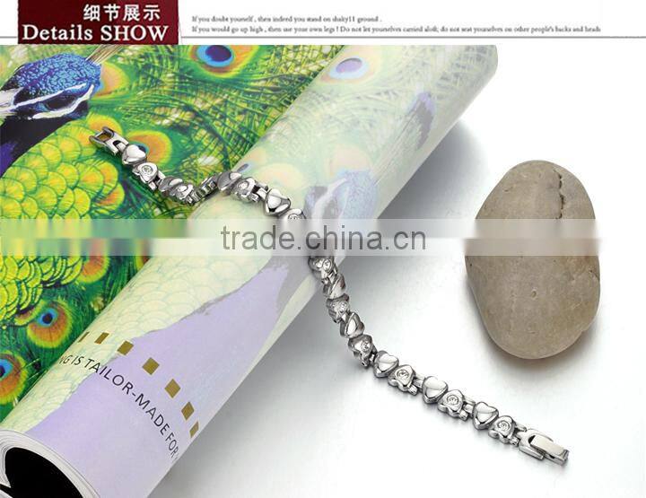 KSTONE 2015 316L Stainless Steel cz diamond magnetic heart shape bracelet for women