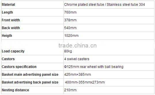 Metal 4 wheels hand luggage trolley