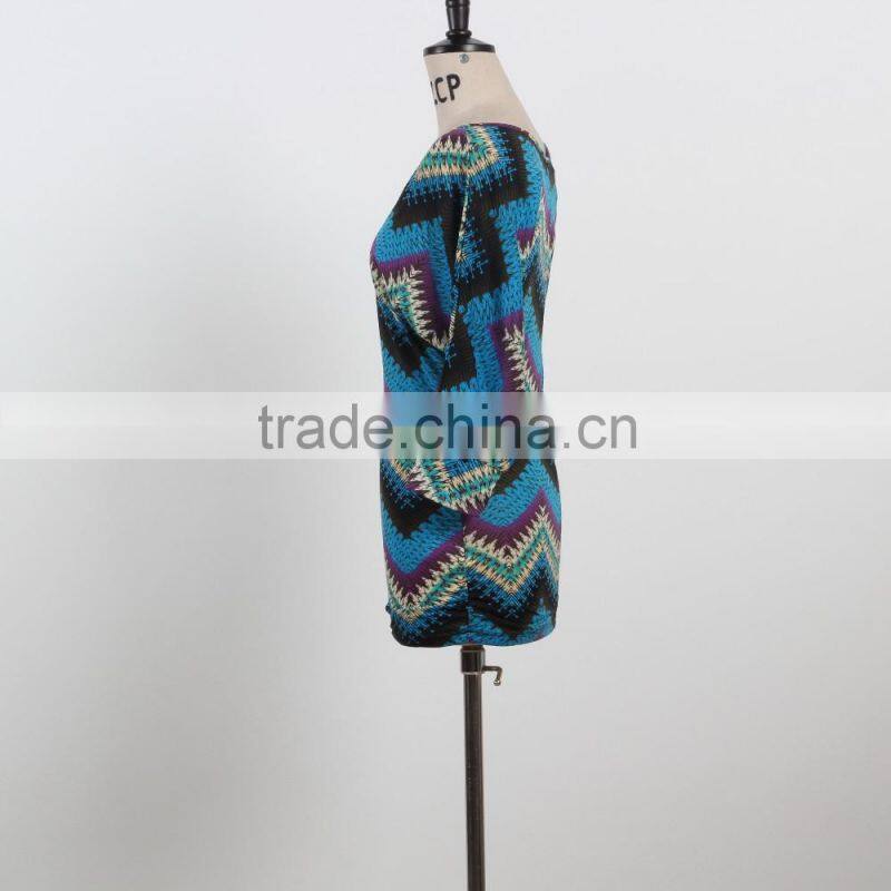 NEW ARRIVAL stripe dress v neck batwing sleeve for fat ladies OEM&ODM supply