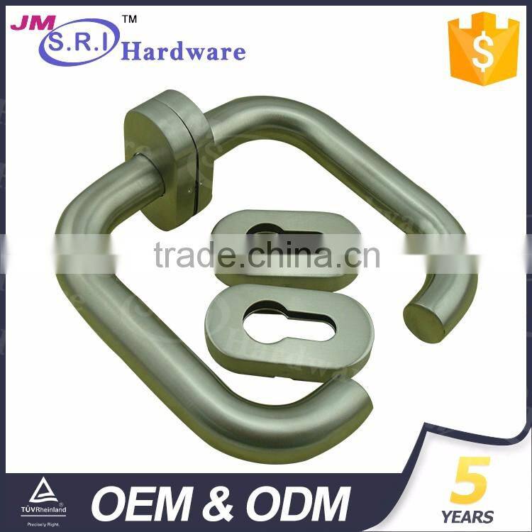 Modern simple stainless steel tube door handle with oval escutcheon