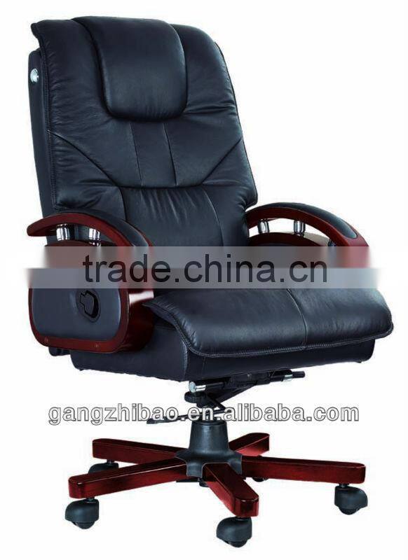 China manufacturer boss recliner office chair with woodern base&armrest