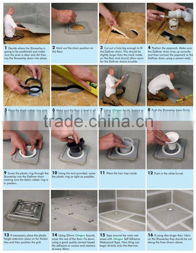 90MM Fast Durt Flow Waste Plastic Chrome Trap For Shower Enclosure Tray Set