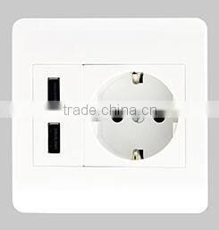 2100mAh Home Wall Charger Socket Plate Connector EU Plug Dual USB Ports Power Outlet Adapter Panel