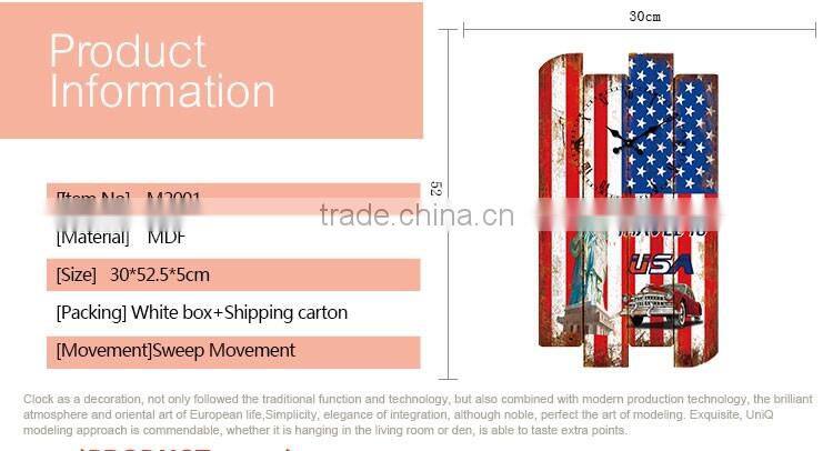Designs time clock split Joint Wood American National Flag Wall Clock