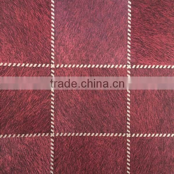 hand sewing leather effect vinyl wallpaper