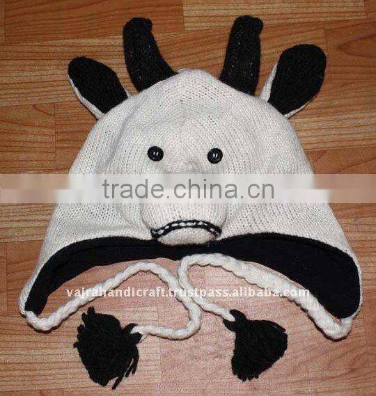 Nepal Woolen Inner Fleece Pink Winter Christmas Child Hat